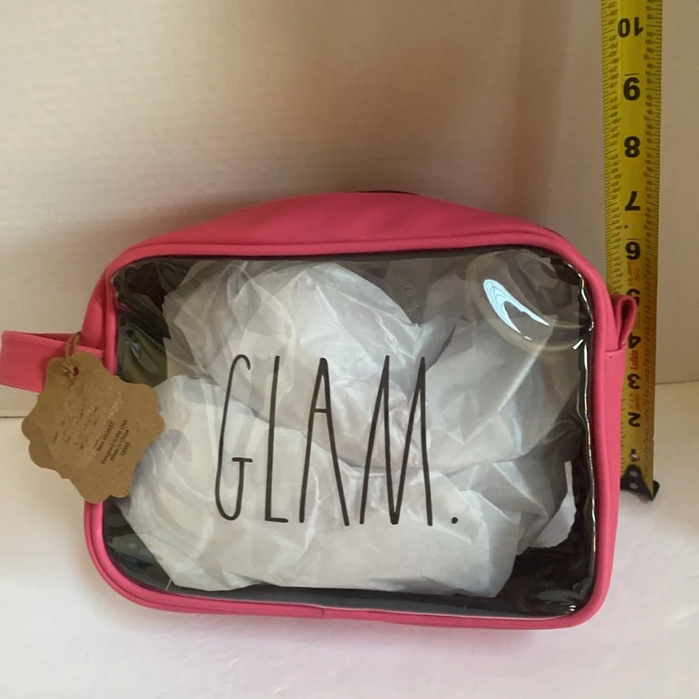 NWT Rae Dunn large clear with Pink 